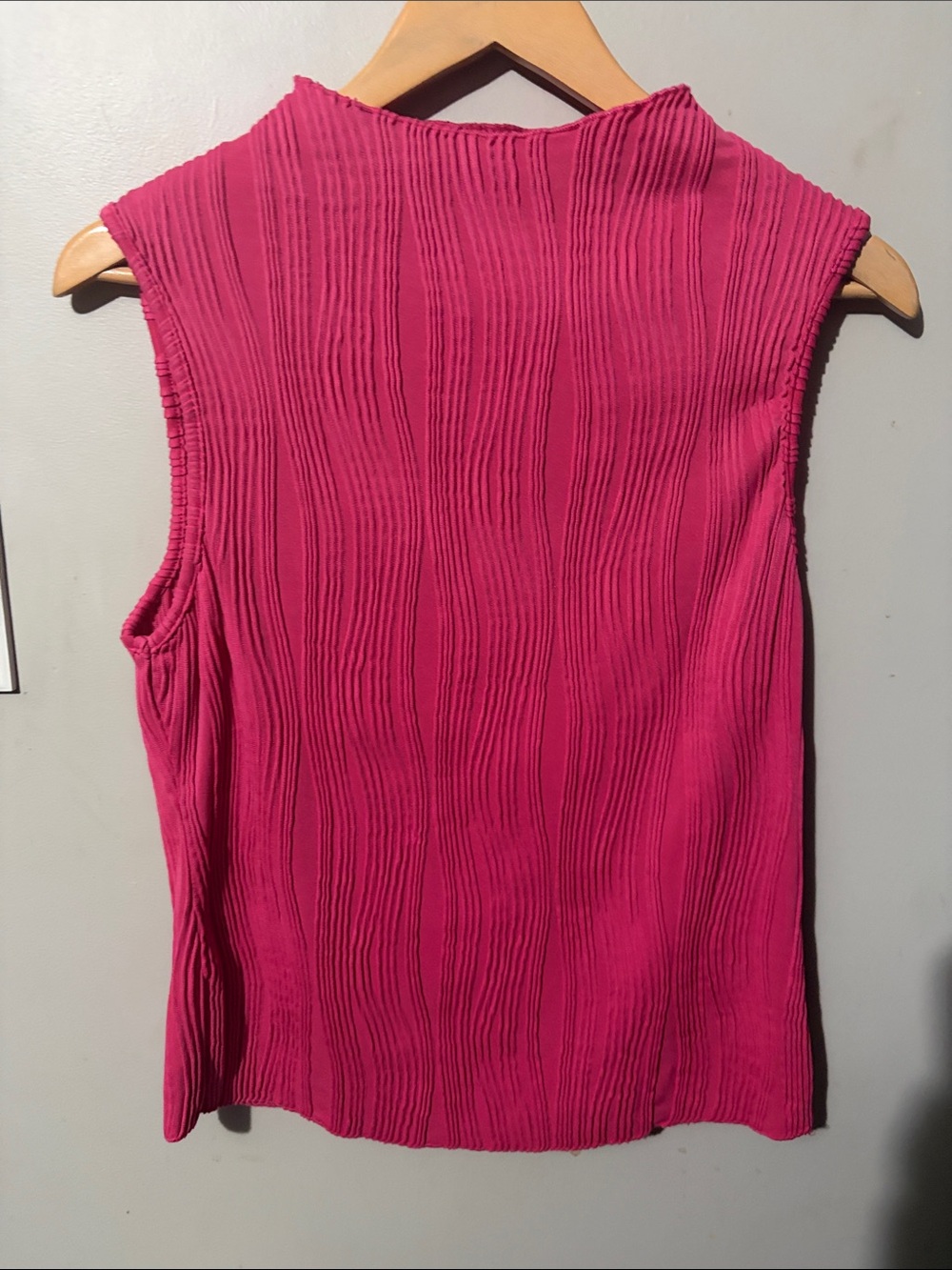 SHEIN Ribbed Sleeveless Mock Neck Tank - Hot Pink